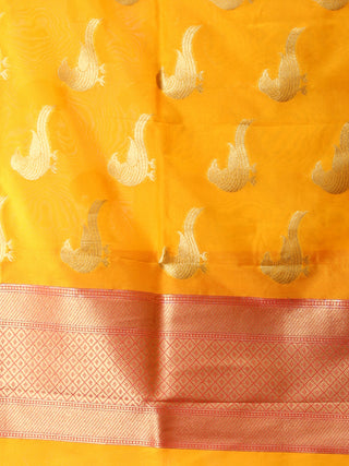 Banarasi Kanni Silk Dupatta With Zari Work - Yellow & Gold - D04170876