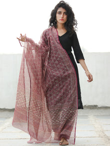 Onion Pink Ivory Kota Doria Cotton Hand Block Printed Dupatta  - D04170531