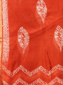 Orange White Kota Silk Hand Block Printed Dupatta - D04170773