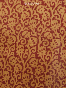 Brown Maroon Black Bagh Hand Block Printed Maheswari Silk Saree - S031703824