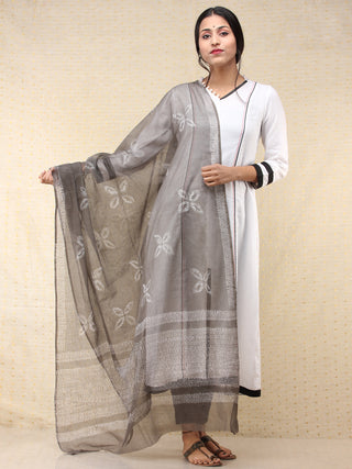 Kashish White Kota Doria Cotton Hand Block Printed Dupatta  - D04170695