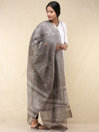 Kashish White Kota Doria Cotton Hand Block Printed Dupatta  - D04170695