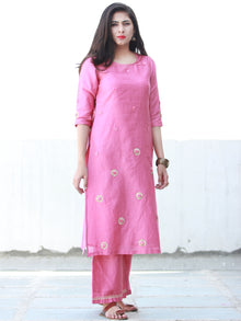 Sparkly Celebrations - Onion Pink Chanderi  Kurta & Pants Sets  - Set of 2  - SS01F057