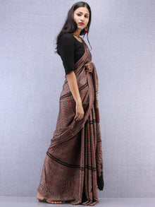 Kashish Beige Black Ajrakh Hand Block Printed Modal Silk Saree - S031704450