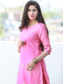 Sparkly Celebrations - Onion Pink Chanderi  Kurta & Pants Sets  - Set of 2  - SS01F057