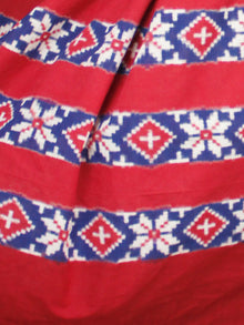 Blue Black Red White Telia Rumal Double Ikat Handwoven Pochampally Mercerized Cotton Saree - S031703517
