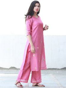 Sparkly Celebrations - Onion Pink Chanderi  Kurta & Pants Sets  - Set of 2  - SS01F057