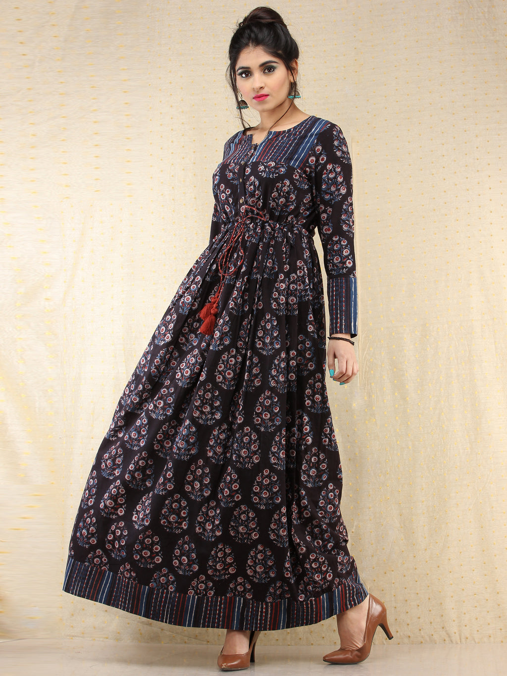 Sanganeri Multi flared tiered long dress - Byhand Kochi