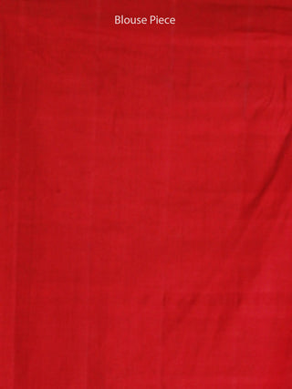 Blue Black Red White Telia Rumal Double Ikat Handwoven Pochampally Mercerized Cotton Saree - S031703517