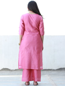Sparkly Celebrations - Onion Pink Chanderi  Kurta & Pants Sets  - Set of 2  - SS01F057