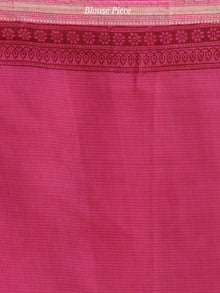 Pink Black Bagh Hand Block Printed Maheswari Silk Saree With Resham Border - S031703833