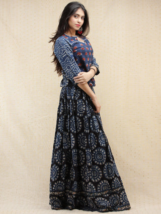 Naaz Lubena - Hand Block Printed Long Top And Skirt Dress - DS85F001