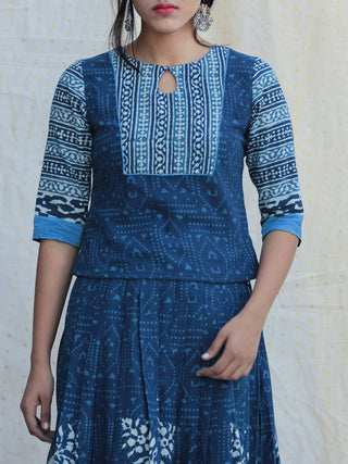 Naaz Rukshaar - Hand Block Printed Long Top And Skirt Dress - DS79F002