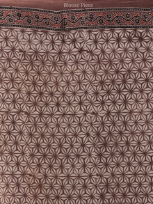 Kashish Beige Black Ajrakh Hand Block Printed Modal Silk Saree - S031704450