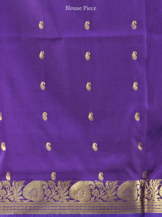 Banarasee Art Silk Saree With Zari Work - Green Purple & Gold - S031704407