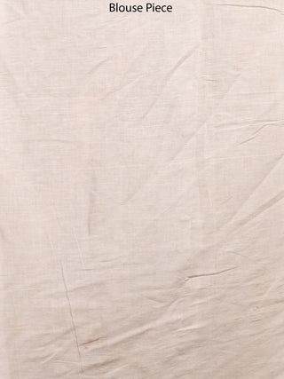 Beige Red Indigo Mughal Nakashi Ajrakh Hand Block Printed  Cotton Mul Saree - S031704068