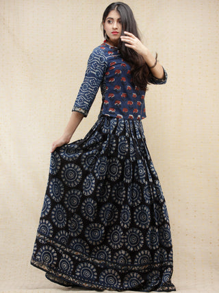 Naaz Lubena - Hand Block Printed Long Top And Skirt Dress - DS85F001