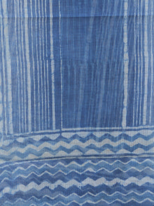 Indigo White Kota Doria Cotton Hand Block Printed Dupatta  - D04170623