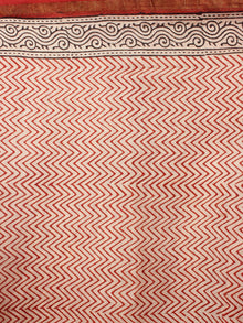Red Beige Chanderi Bagru Hand Block Printed Saree - S03170279