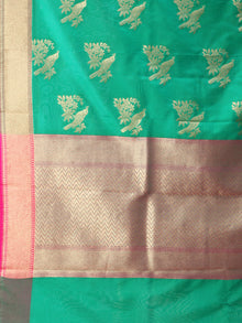 Banarasi Kanni Silk Dupatta With Zari Work - Green Hot Pink & Gold - D04170880