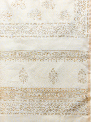White Gold Chanderi Hand Block Printed Dupatta - D04170777