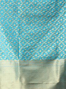 Banarasi Kanni Silk Dupatta With Zari Work - Sky Blue & Gold - D04170882