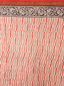 Red Beige Chanderi Bagru Hand Block Printed Saree - S03170280