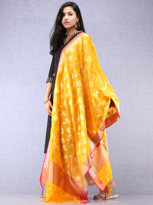 Banarasi  Silk Dupatta With Zari Work - Bright Yellow & Gold - D04170883