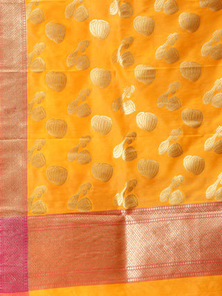 Banarasi  Silk Dupatta With Zari Work - Bright Yellow & Gold - D04170883