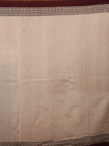 Black Brown Bagru Hand Block Printed and Dyed Chanderi Saree - S03170154