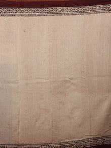 Black Brown Bagru Hand Block Printed and Dyed Chanderi Saree - S03170154