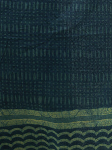 Deep Indigo Green Handloom Cotton Hand Block Printed Dupatta  - D04170391
