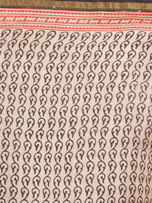 Beige Red Black Chanderi Bagru Hand Block Printed Saree - S03170281
