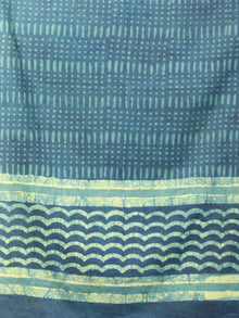 Deep Indigo Green Handloom Cotton Hand Block Printed Dupatta - D04170393
