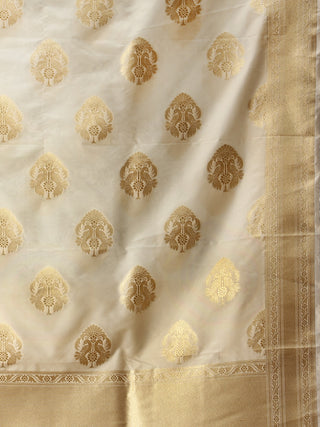 Banarasi Kanni Silk Dupatta With Zari Work - Beige & Gold - D04170887