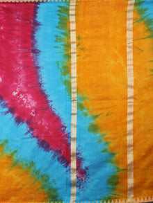Multicolor Marvel Hand Shibori Dyed in Natural Colors Chanderi Saree with Geecha Border - S03170134