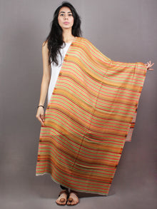 Yellow White Red Pure Wool Reversible Lining Weaved Cashmere Stole from Kashmir - S6317118