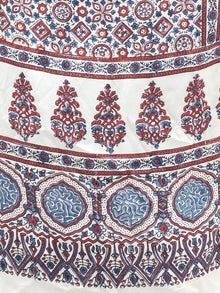 Ivory Indigo Red Ajrakh Hand Block Printed Modal Silk Dupatta - D04170381