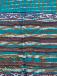 Teal Blue Brown Maroon Ivory Hand Block Printed Chanderi Silk Kurta & Chanderi Dupatta Fabric Set of 2 - S1628211