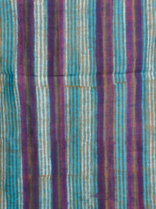 Teal Blue Brown Maroon Ivory Hand Block Printed Chanderi Silk Kurta & Chanderi Dupatta Fabric Set of 2 - S1628211