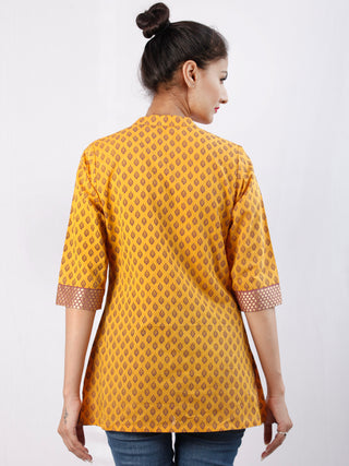 Yellow Purple South Handloom Cotton Top With  Zari Border - T48FXXX