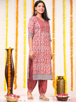 Utsav Sajoon - Set of Kurta Salwar Pants & Kota Doria Dupatta - KS03C2569D