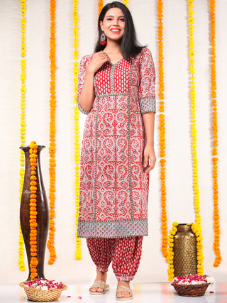 Utsav Sajoon - Set of Kurta Salwar Pants & Kota Doria Dupatta - KS03C2569D