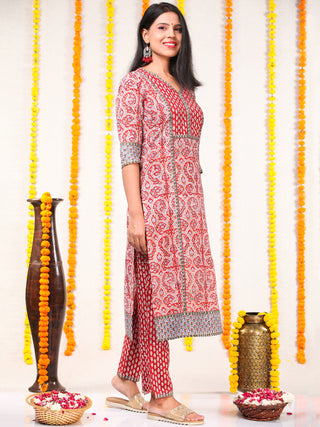 Utsav Sajoon - Set of Kurta Salwar Pants & Kota Doria Dupatta - KS03C2569D