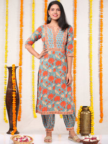 Utsav Ambar - Set of Kurta Salwar Pants & Kota Doria Dupatta - KS10A2570D
