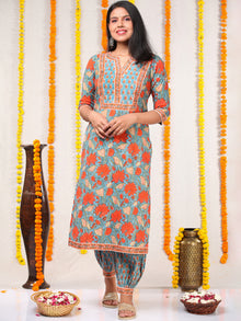 Utsav Ambar - Set of Kurta Salwar Pants & Kota Doria Dupatta - KS10A2570D