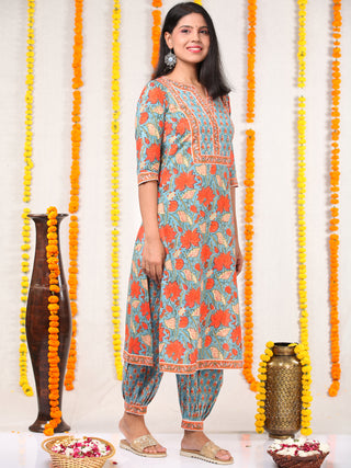 Utsav Ambar - Set of Kurta Salwar Pants & Kota Doria Dupatta - KS10A2570D