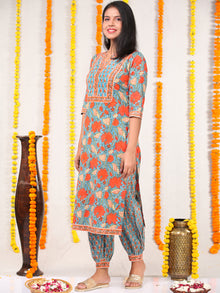 Utsav Ambar - Set of Kurta Salwar Pants & Kota Doria Dupatta - KS10A2570D