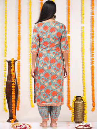 Utsav Ambar - Set of Kurta Salwar Pants & Kota Doria Dupatta - KS10A2570D