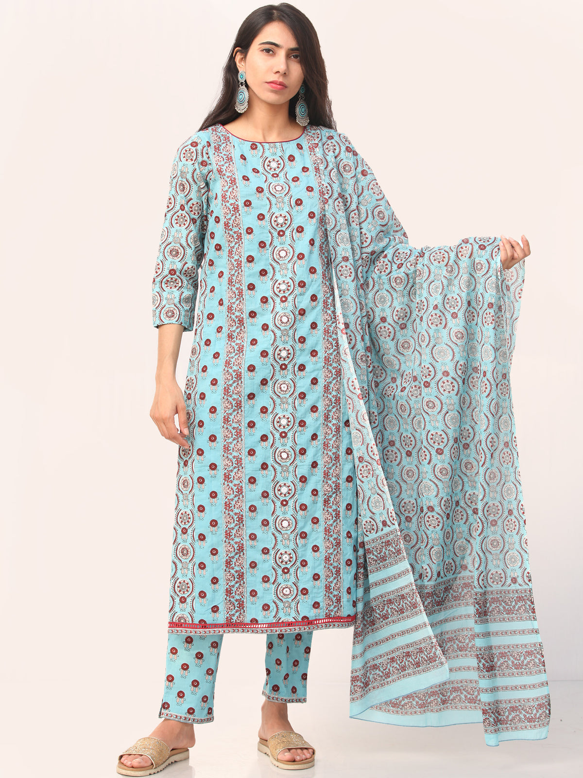 Sanjh Farah Set Of Kurta Pant Dupatta